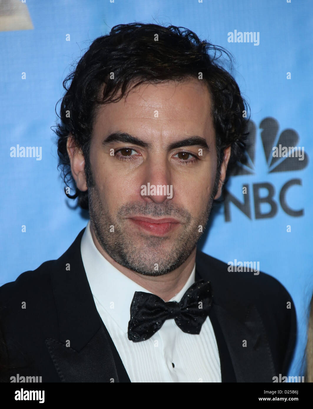 L'acteur britannique Sacha Baron Cohen pose dans la photo de presse de la 70e assemblée annuelle Golden Globe Awards présenté par la Hollywood Foreign Press Association (HFPA,, à l'hôtel Beverly Hilton à Beverly Hills, USA, le 13 janvier 2013. Photo : Hubert Boesl Banque D'Images