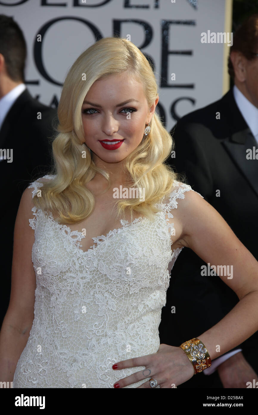 Francesca Eastwood arrive à la 70e assemblée annuelle Golden Globe Awards présenté par la Hollywood Foreign Press Association (HFPA,, à l'hôtel Beverly Hilton à Beverly Hills, USA, le 13 janvier 2013. Photo : Hubert Boesl/dpa Banque D'Images