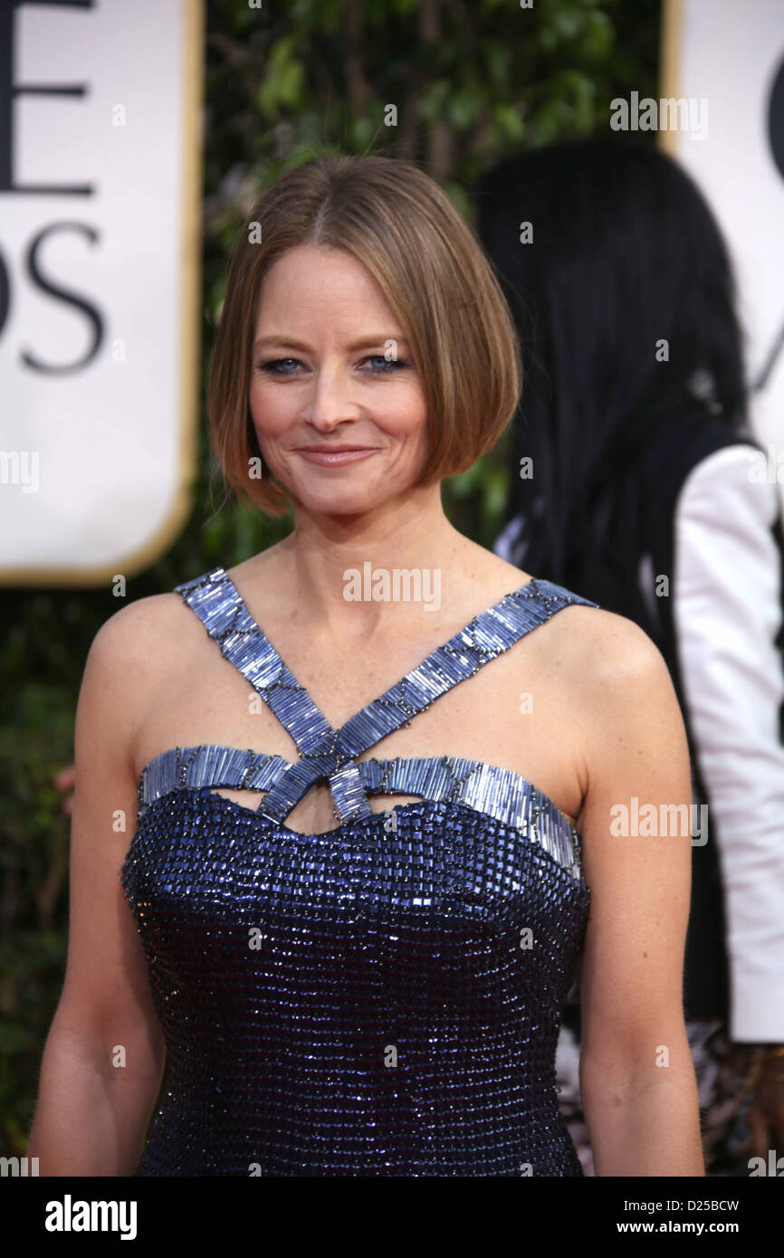 L'actrice Jodie Foster arrive à la 70e assemblée annuelle Golden Globe Awards présenté par la Hollywood Foreign Press Association (HFPA,, à l'hôtel Beverly Hilton à Beverly Hills, USA, le 13 janvier 2013. Photo : Hubert Boesl Banque D'Images