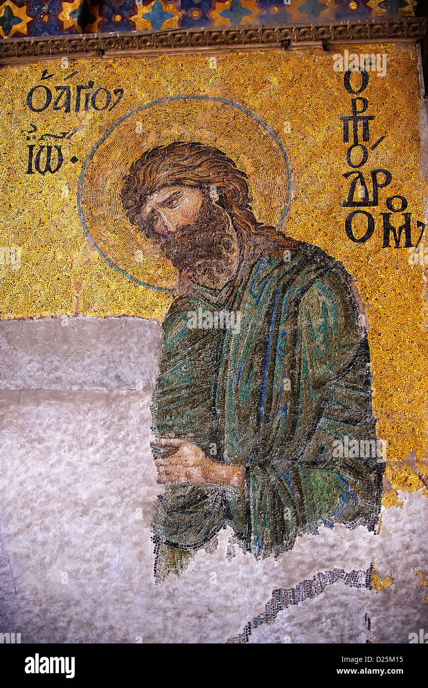 St Jean Baptiste, mosaïque byzantine Sainte-Sophie, Istanbul, Turquie Banque D'Images