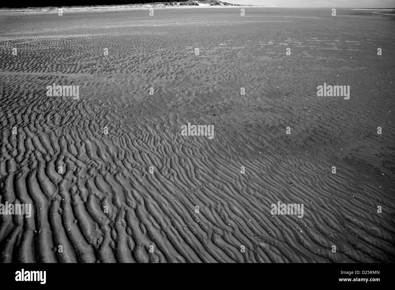 Pattens du sable sur la plage de la baie de Holkham Peddars Way North Norfolk chemin côtier, Holkham village, North Norfolk Coast, England, UK Banque D'Images