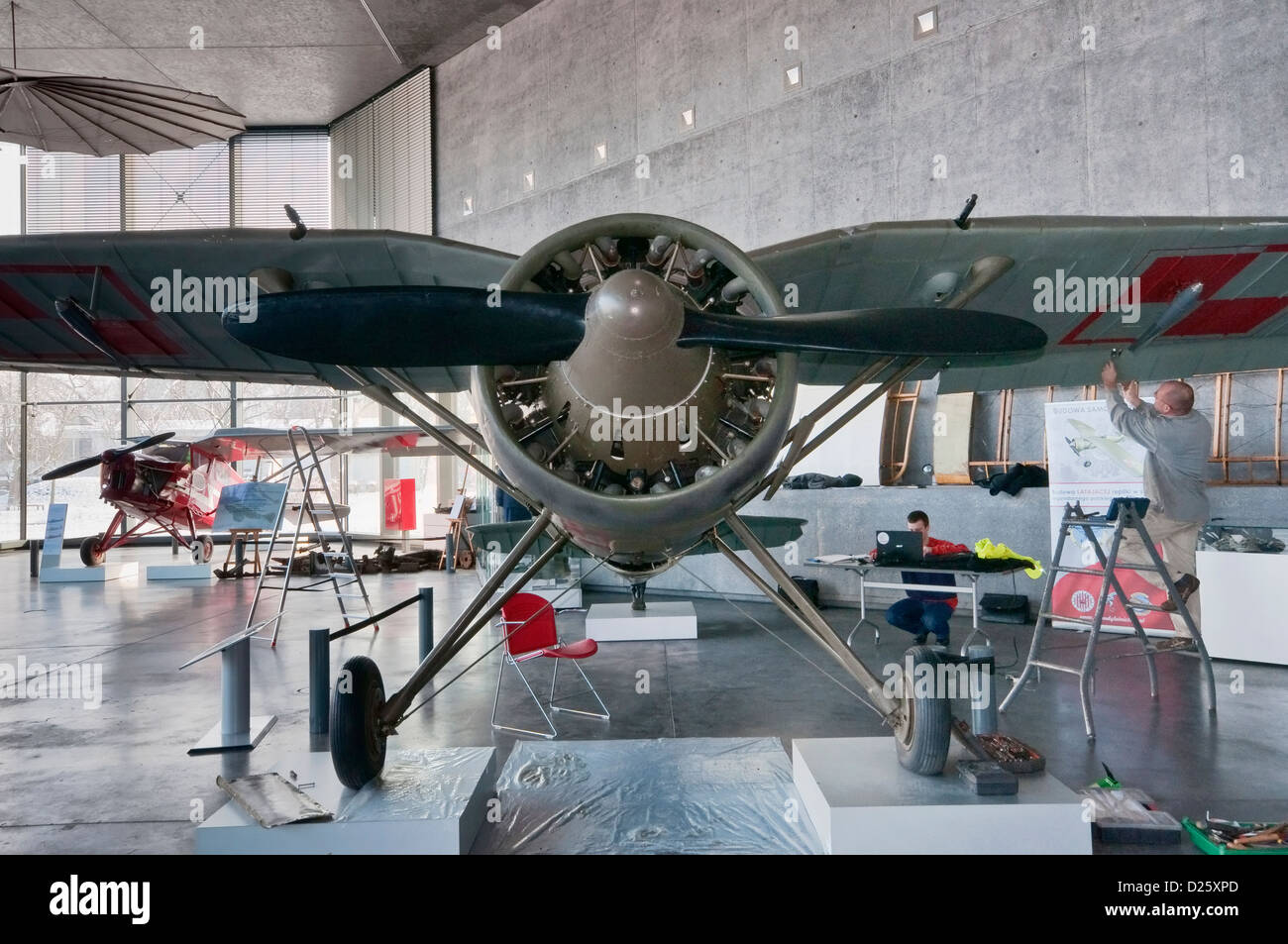 Le PZL P.11c, avion de chasse polonais, servi en septembre 1939, la Campagne du Musée de l'Aviation Polonaise à Cracovie, Pologne Banque D'Images