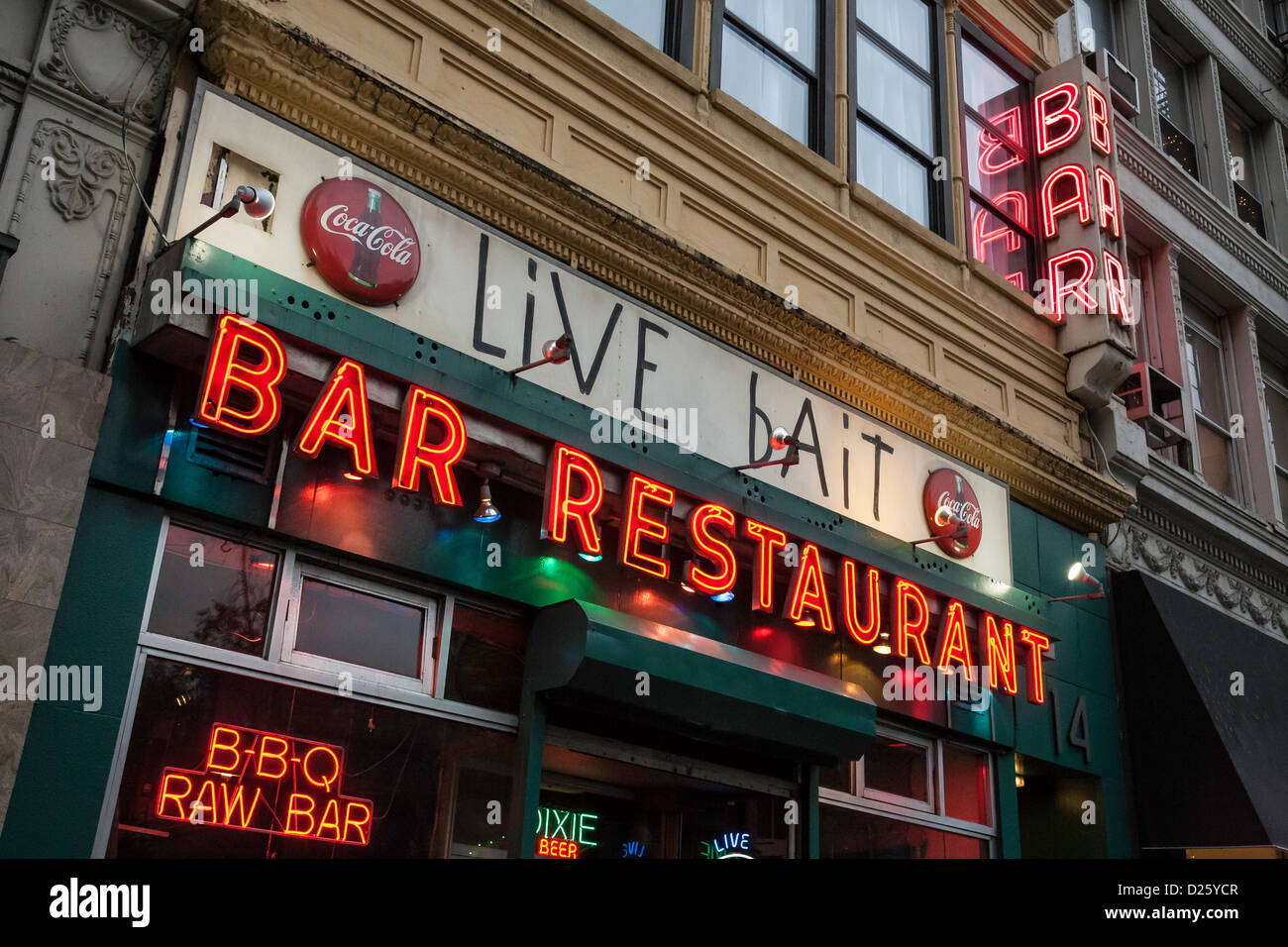 Appâts vivants, Bar et Restaurant, 23nd Street, NYC Banque D'Images