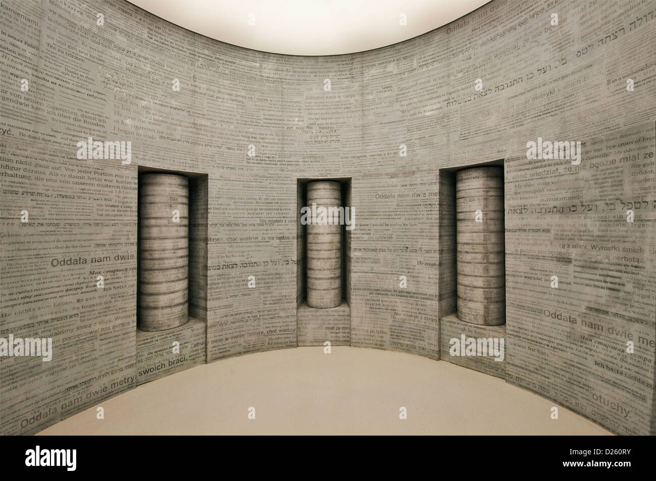 Dernière Salle de choix, conçu par Michal urbain, l'usine d'Oskar Schindler Museum à Cracovie, Pologne Banque D'Images