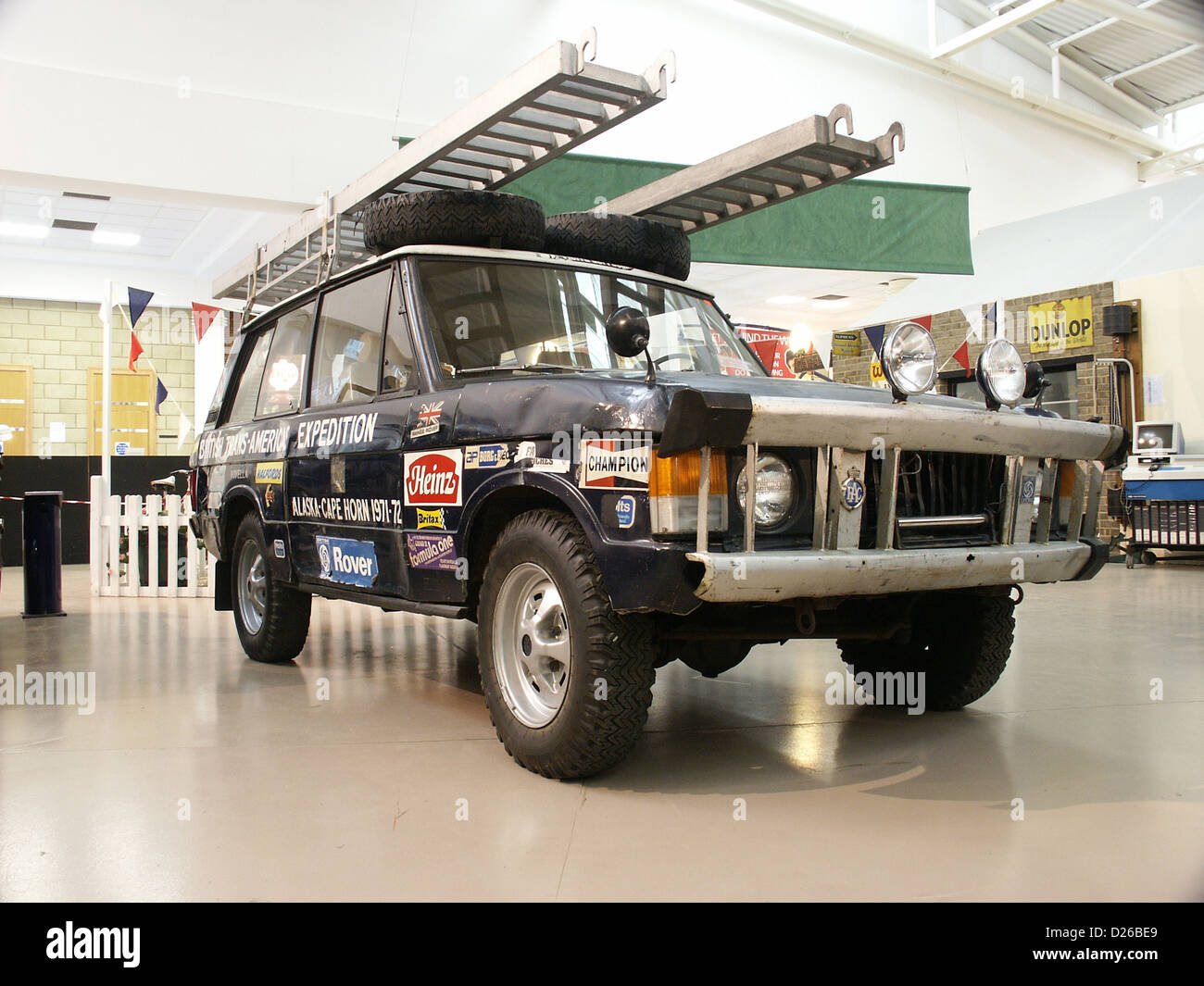 1971-1972 British Trans-Americas Range Rover expédition à la British Motor Heritage Museum de Gaydon Banque D'Images