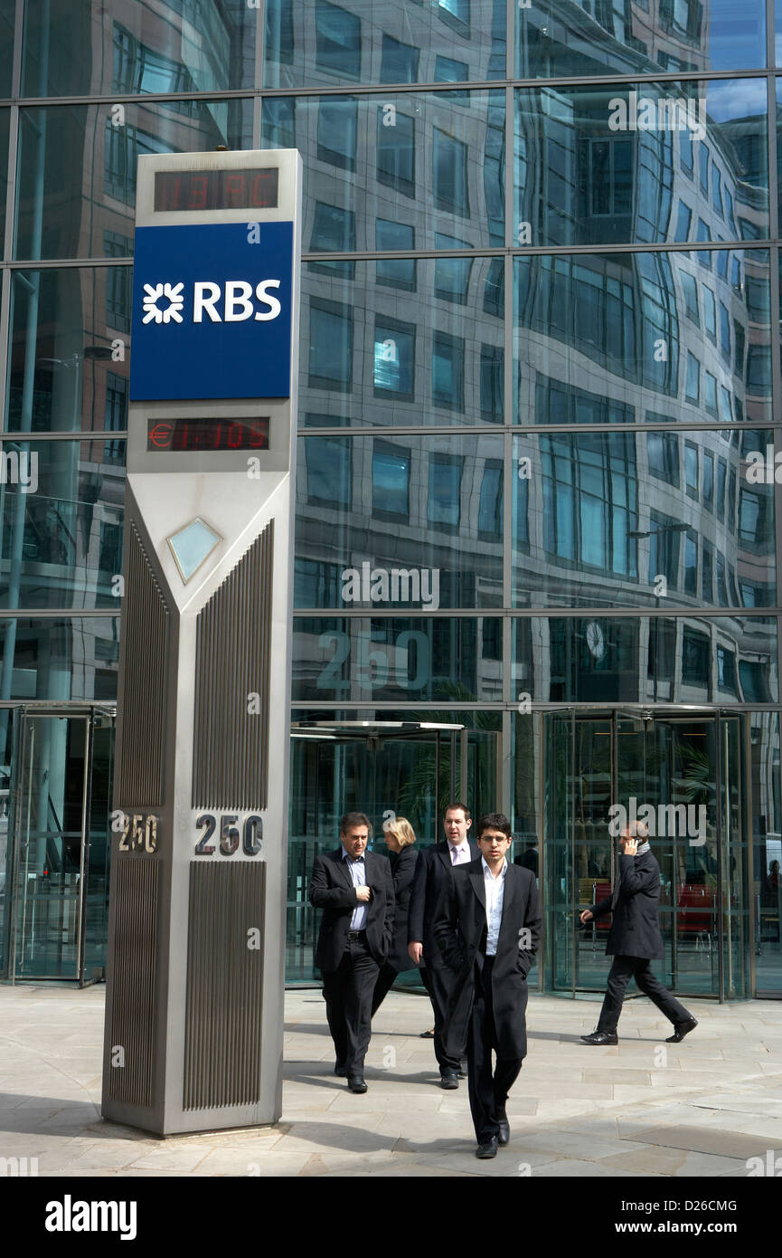 Londres, Royaume-Uni, l'entrée principale de la Royal Bank of Scotland Banque D'Images