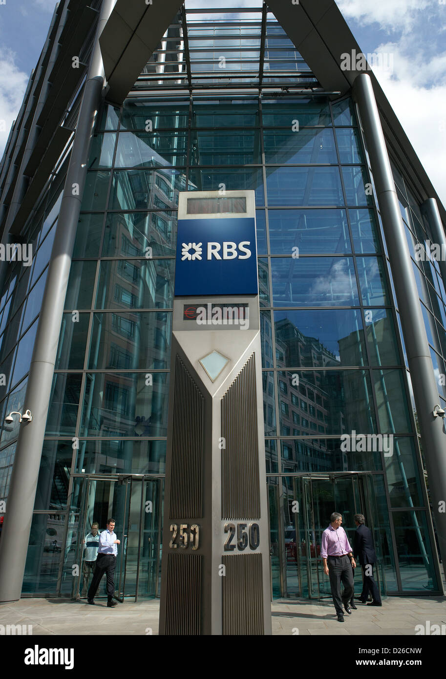 Londres, Royaume-Uni, l'entrée principale de la Royal Bank of Scotland Banque D'Images