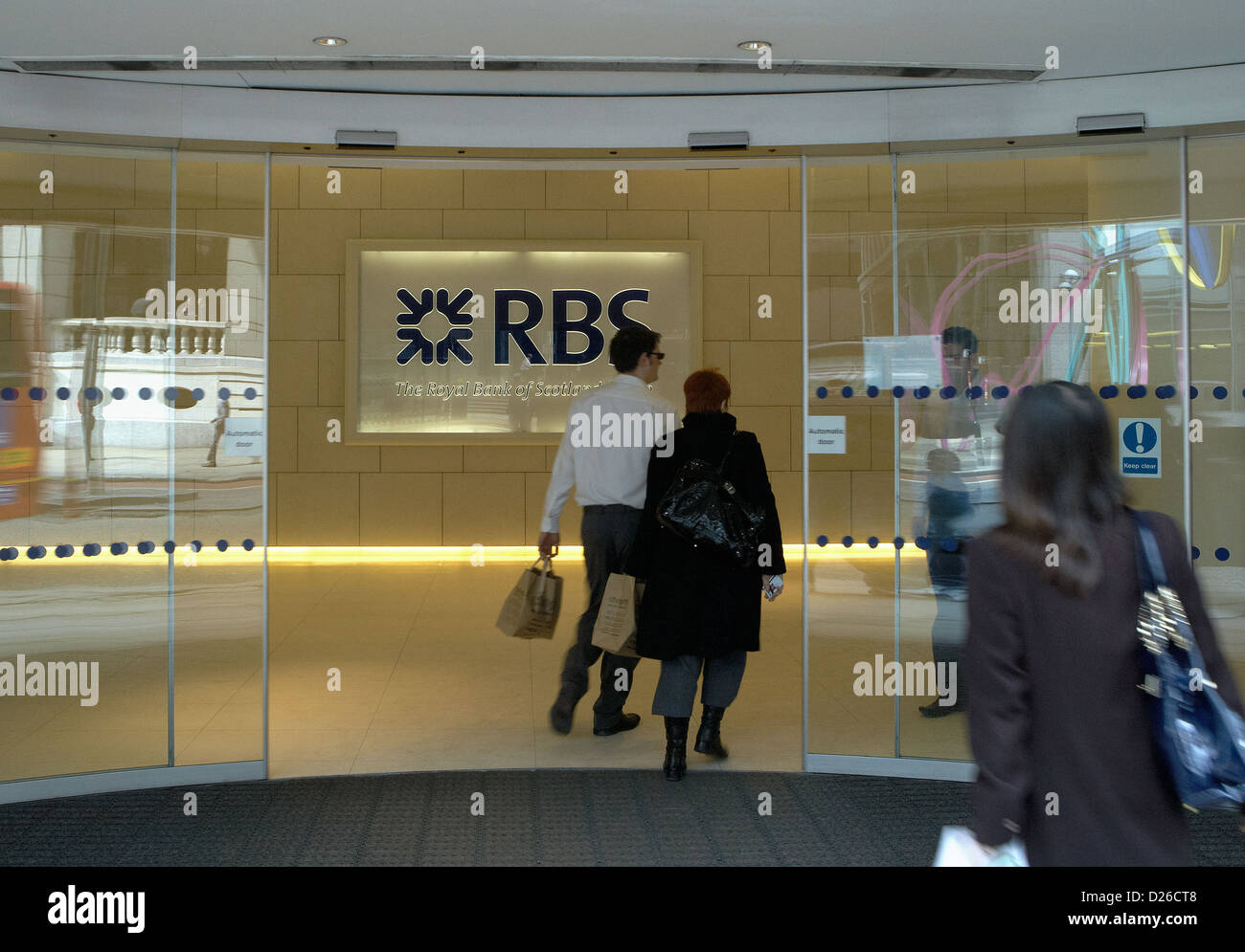 Londres, Royaume-Uni, l'entrée de la Royal Bank of Scotland Banque D'Images