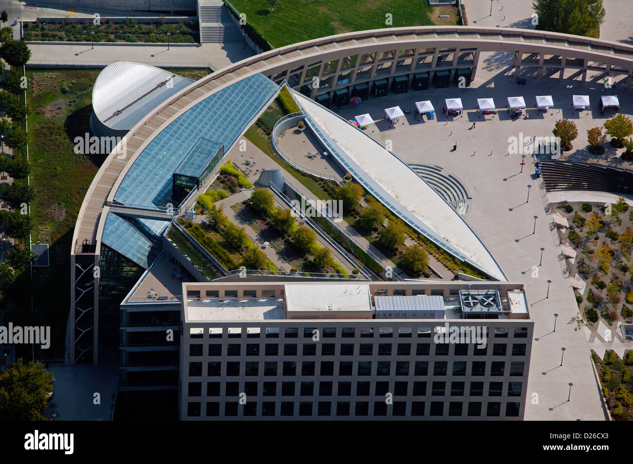 Photographie aérienne Bibliothèque publique de Salt Lake City, Salt Lake City, Utah Banque D'Images