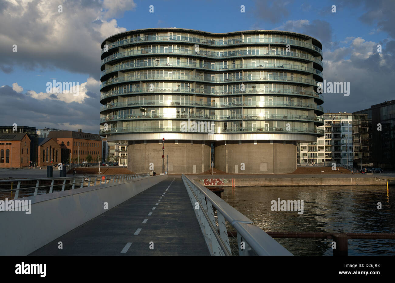Copenhague, Danemark, un moyen pour la vie moderne dans la résidence Gemini Banque D'Images