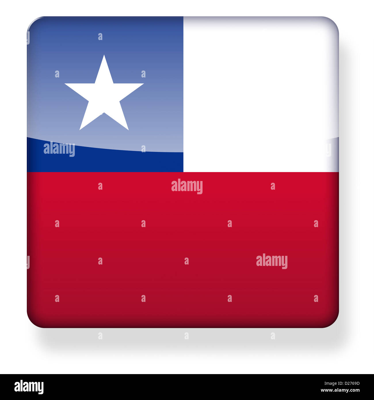 Drapeau du Chili comme une icône de l'application. Chemin de détourage inclus. Banque D'Images