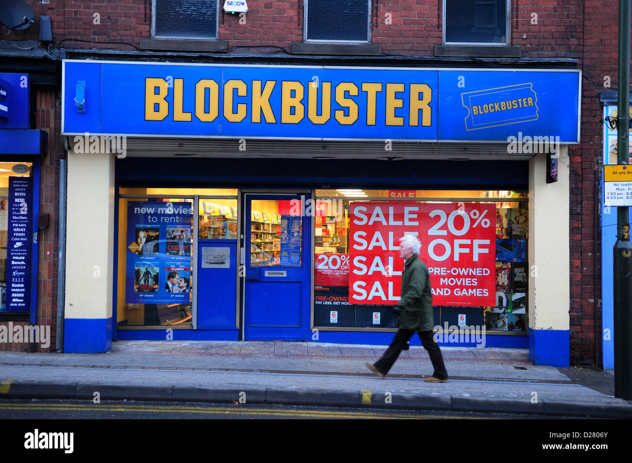 Eastwood,Notts,UK.16th.Janvier.2013.Blockbuster DVD rental store s'effondra dans l'administration. Banque D'Images