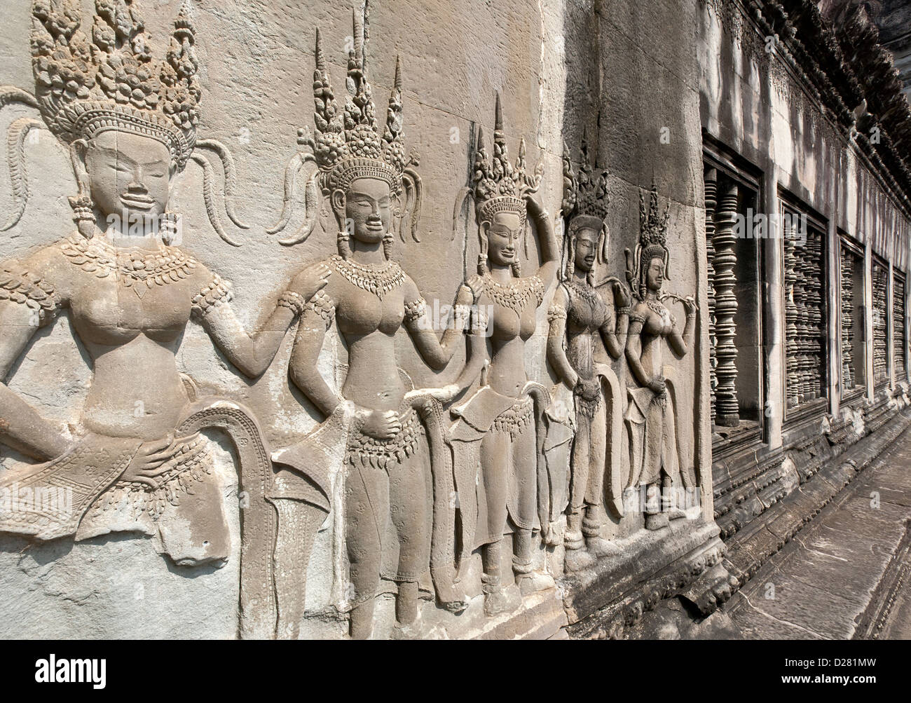 Apsaras (danseuses célestes). Angkor Wat. Cambodge Banque D'Images