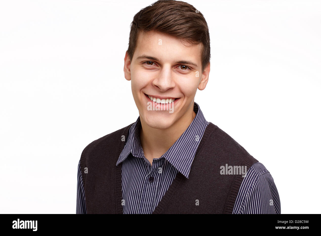 Man smiling isolé sur fond blanc Banque D'Images