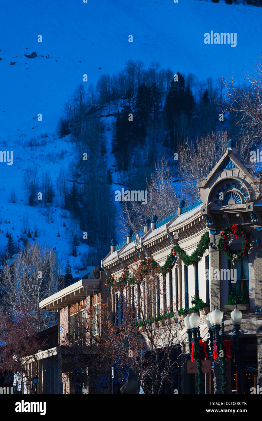 USA, Colorado, le tremble, le centre-ville de bâtiments, matin Banque D'Images