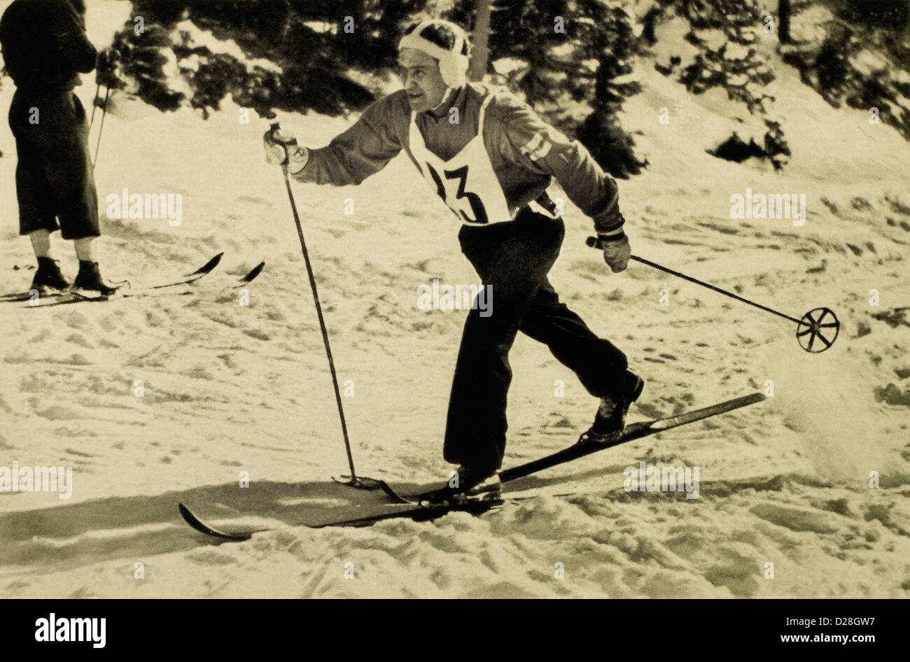 Kalle Heikkinen, skieur de fond finlandais, 1936, Jeux Olympiques d'hiver de Garmisch-Partenkirchen, Allemagne Banque D'Images