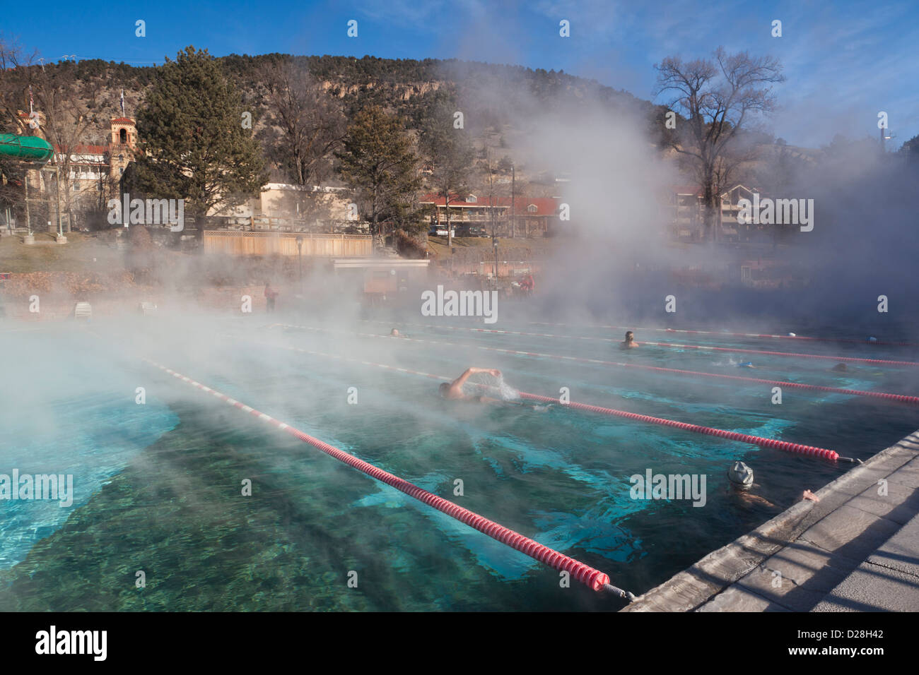 USA, Colorado, Glenwood Springs, Glenwood Hot Springs, l'hiver. Banque D'Images