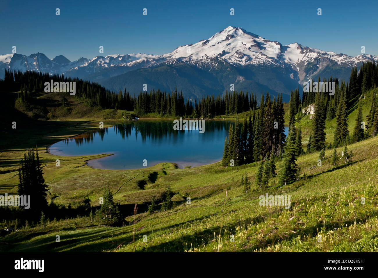 L'image ci-dessus sommet Glacier Glacier Peak Wilderness, Lake, North Cascades, Washington. Banque D'Images
