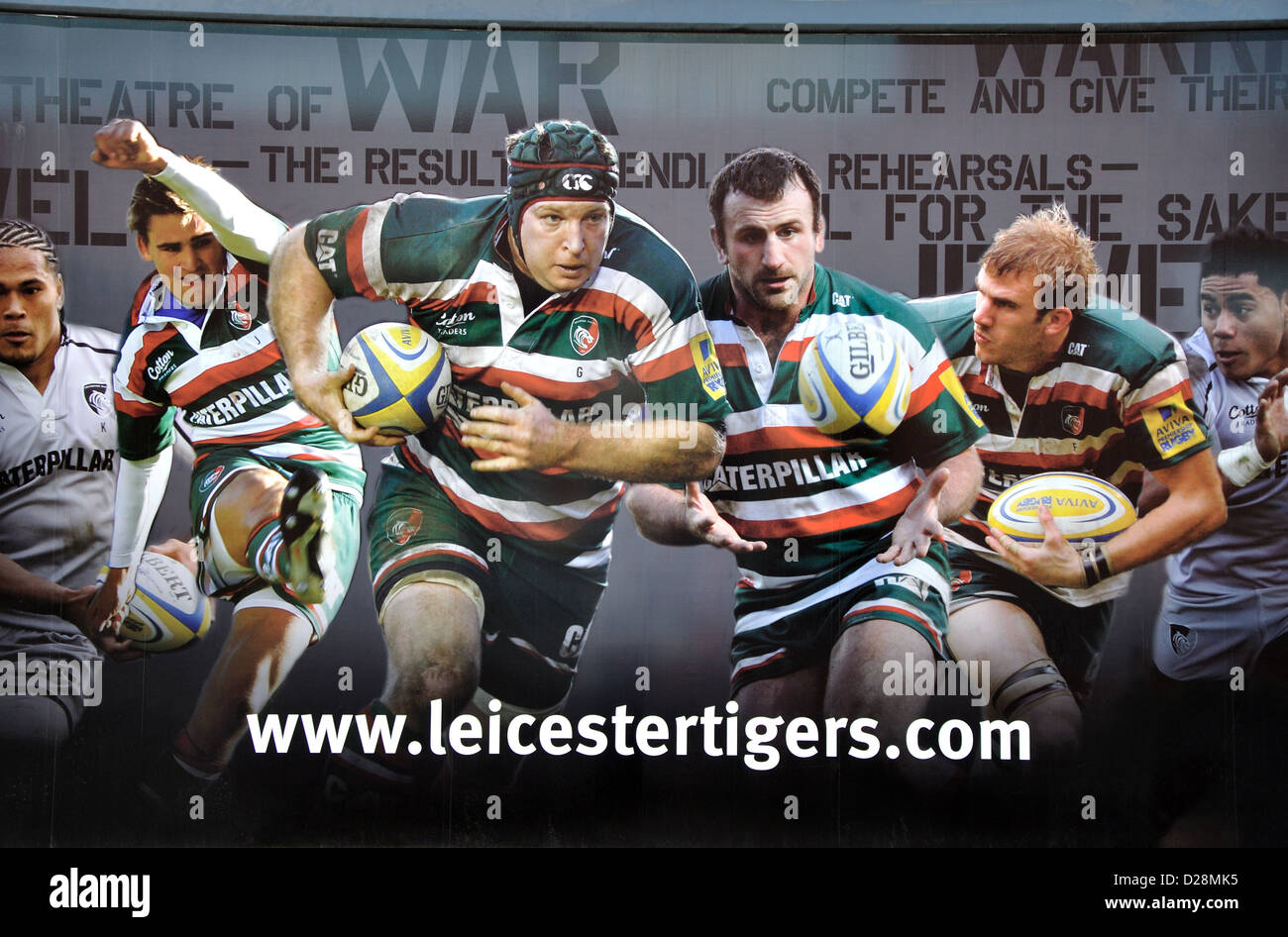 Poster, Leicester Tigers Rugby Club, Welford Road, Leicester, England, UK Banque D'Images