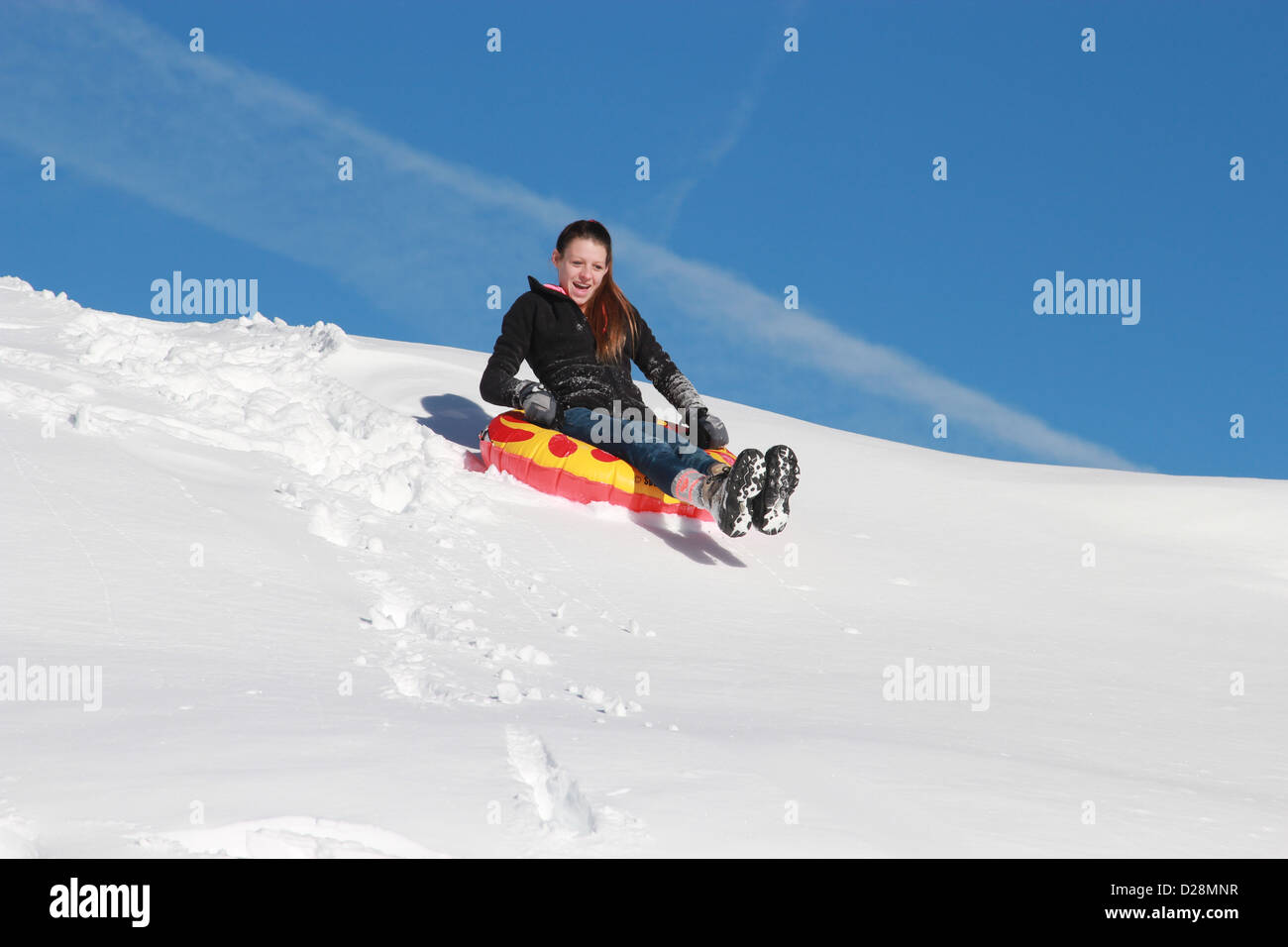 Plaisir de la luge Banque D'Images