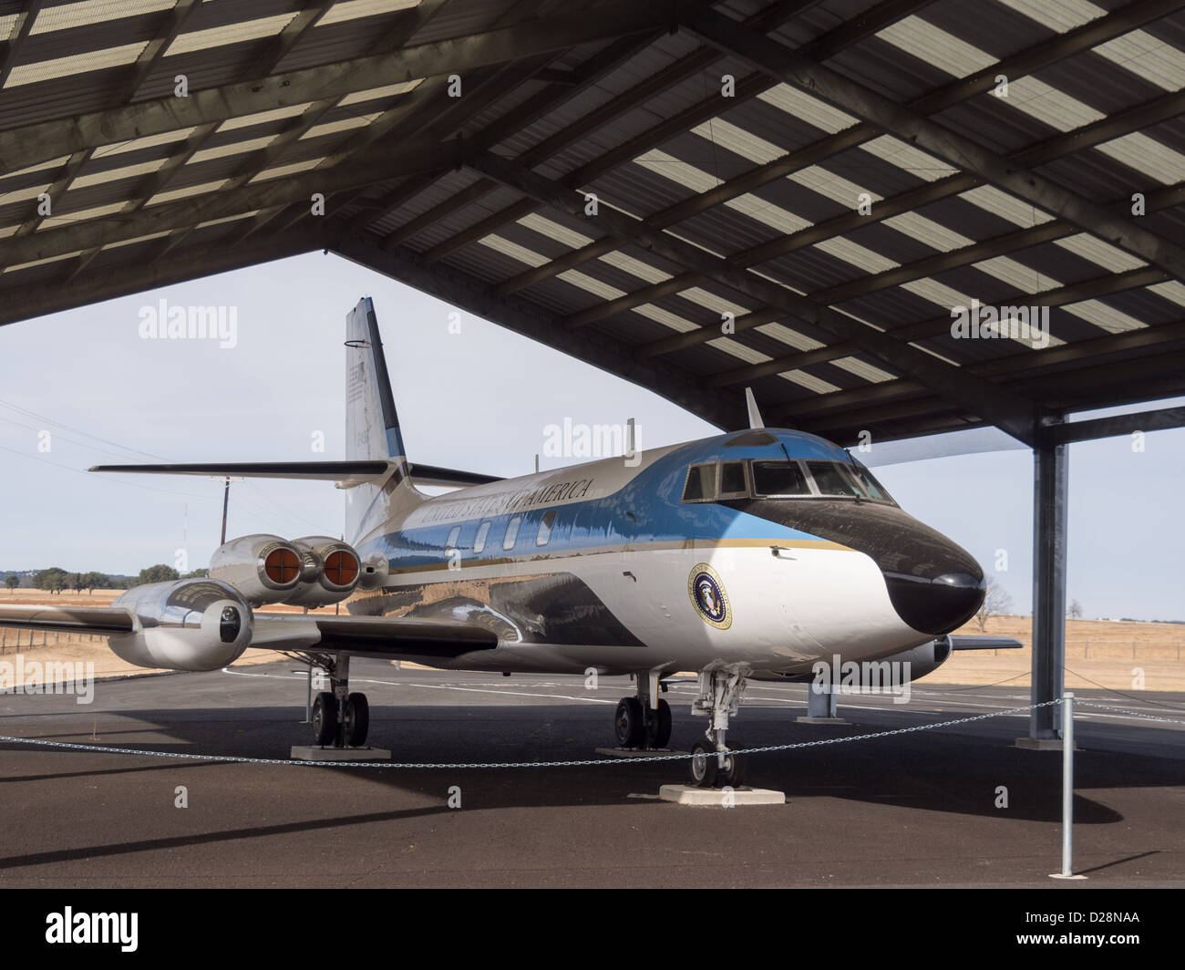 Lyndon B Johnson's Lockheed JetStar qui flottait à la LBJ Ranch à Johnson City Texas Banque D'Images