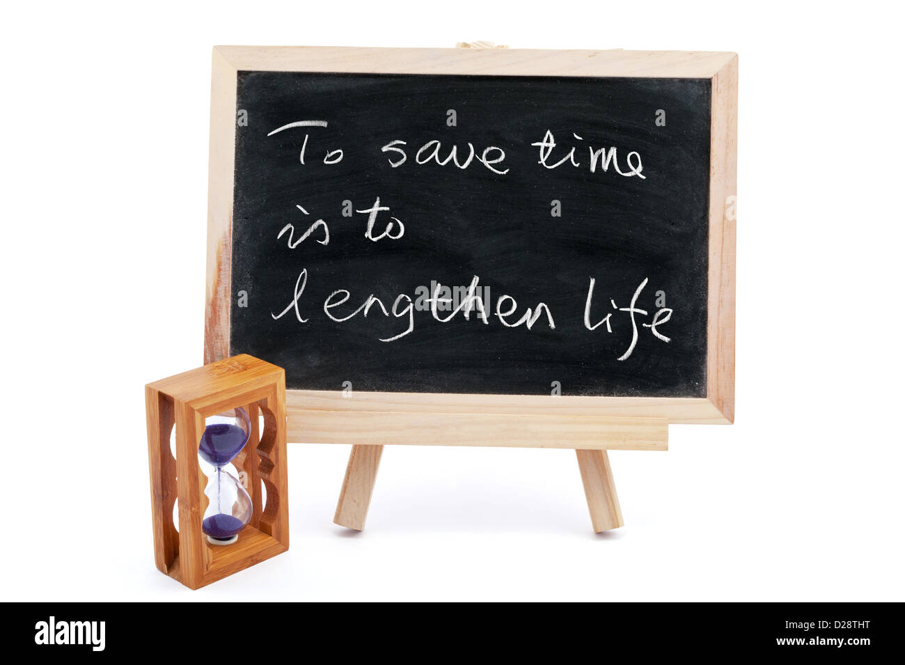 "Pour gagner du temps est de prolonger la vie" dit written on blackboard Banque D'Images