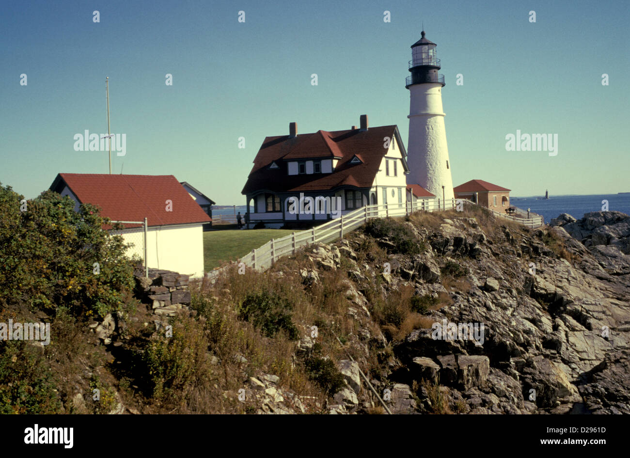 Maine, Portland Head. Phare. Banque D'Images