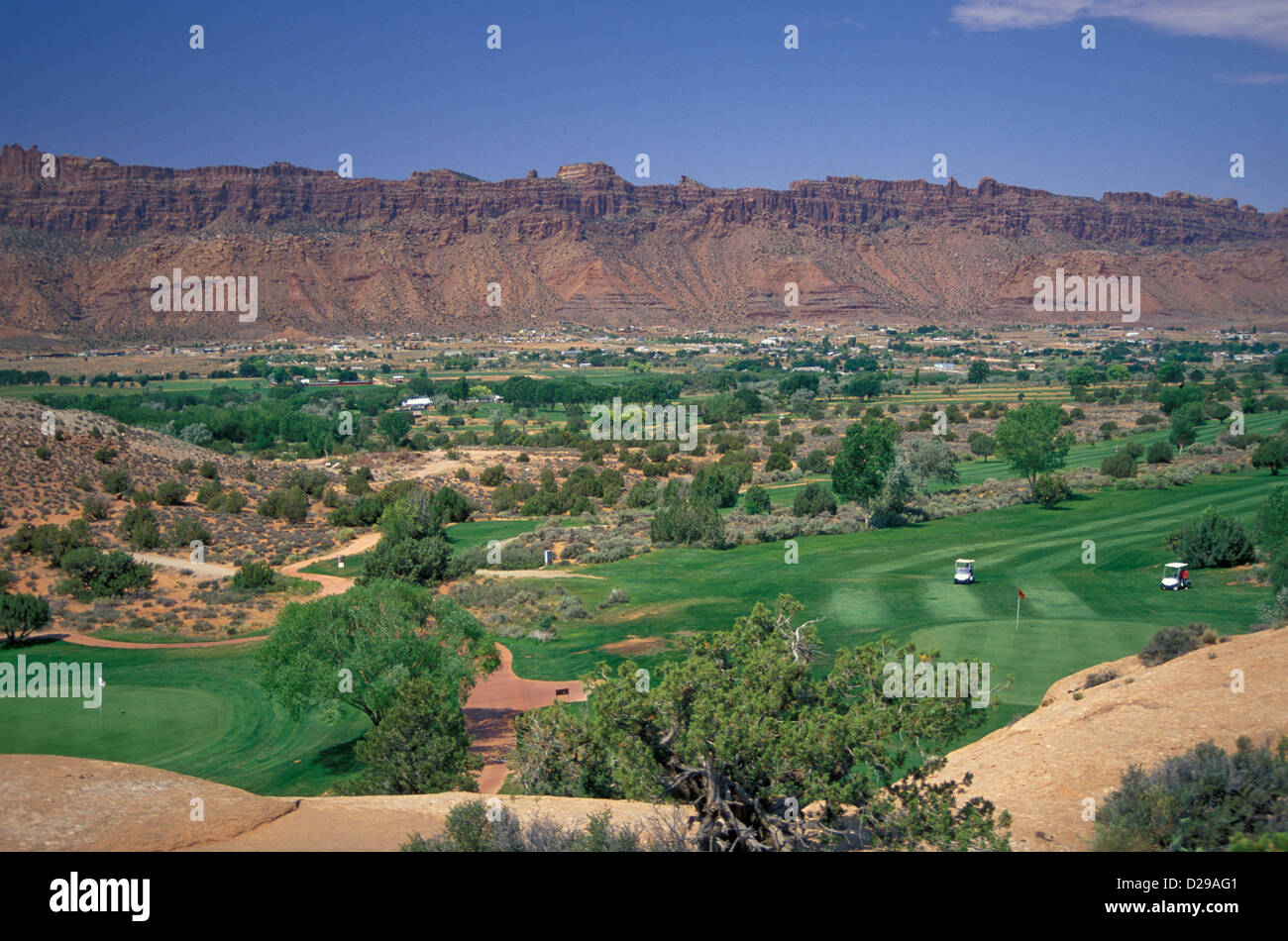 L'Utah. Moab. Le parcours de golf. Banque D'Images