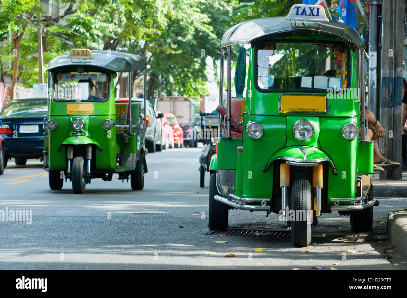 Tuk-tuk taxis à Bangkok Banque D'Images