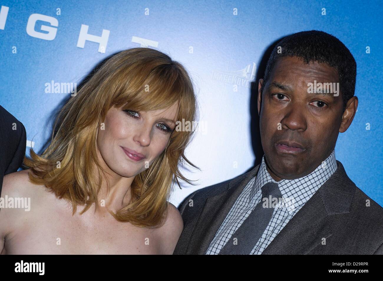 Cast assiste à l'envol - UK Création le 17/01/2013 à l'Empire Leicester Square, Londres. Les personnes sur la photo : Denzel Washington, Kelly Reilly. Photo par Julie Edwards Banque D'Images