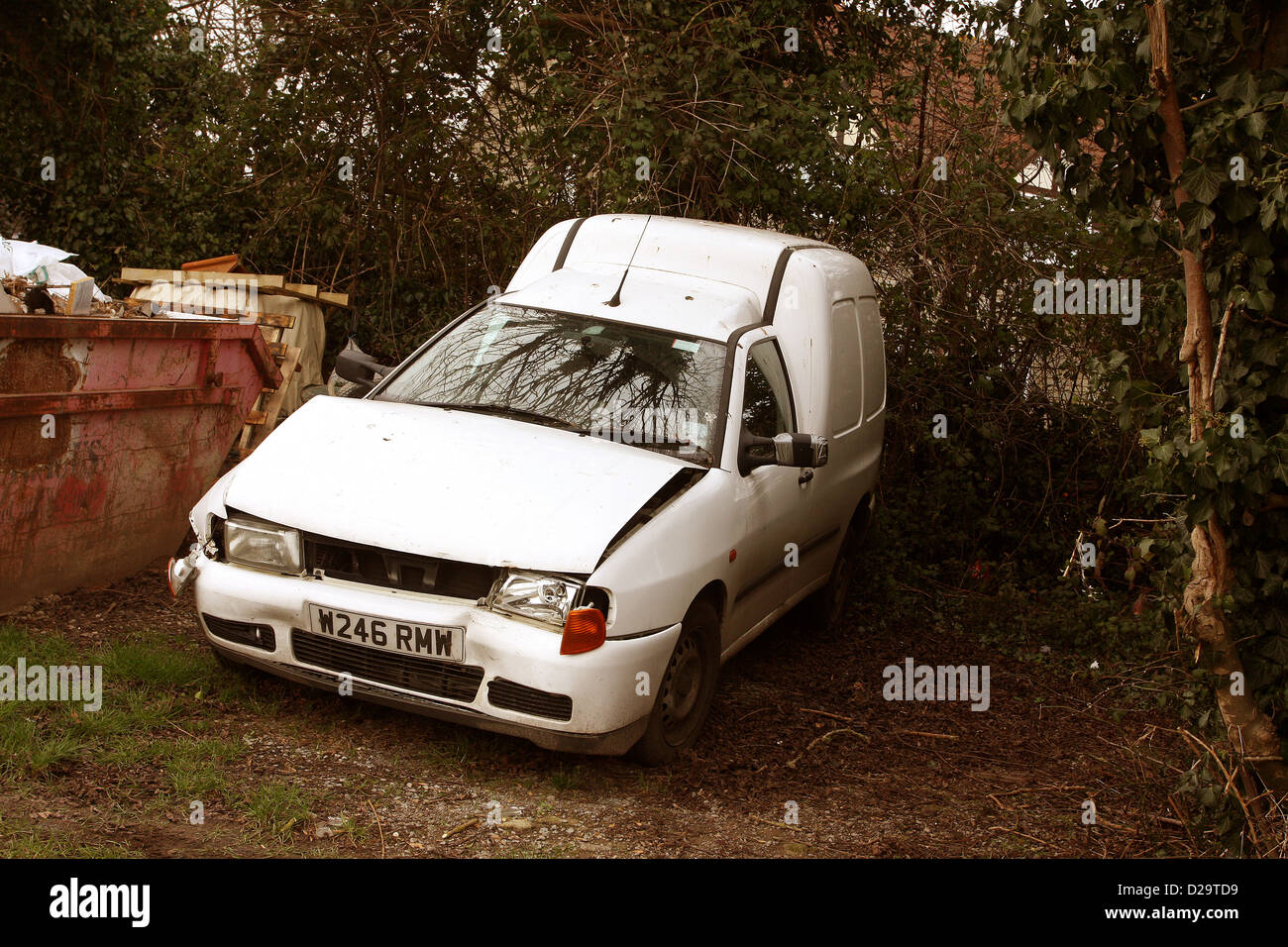 Les vestiges d'un vieux van Volkswagen est écrasé, Janvier 2013 Banque D'Images