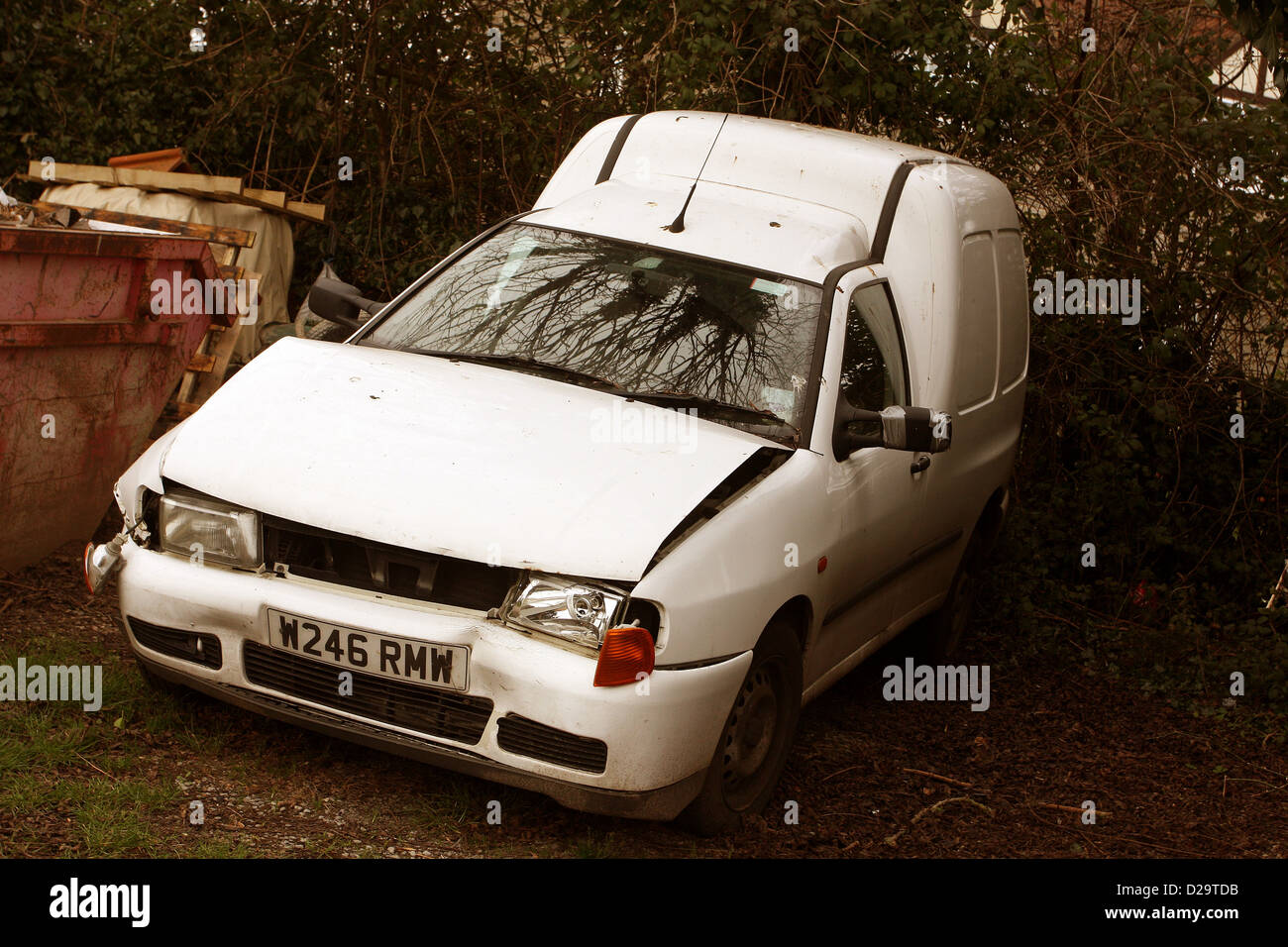 Les vestiges d'un vieux van Volkswagen est écrasé, Janvier 2013 Banque D'Images