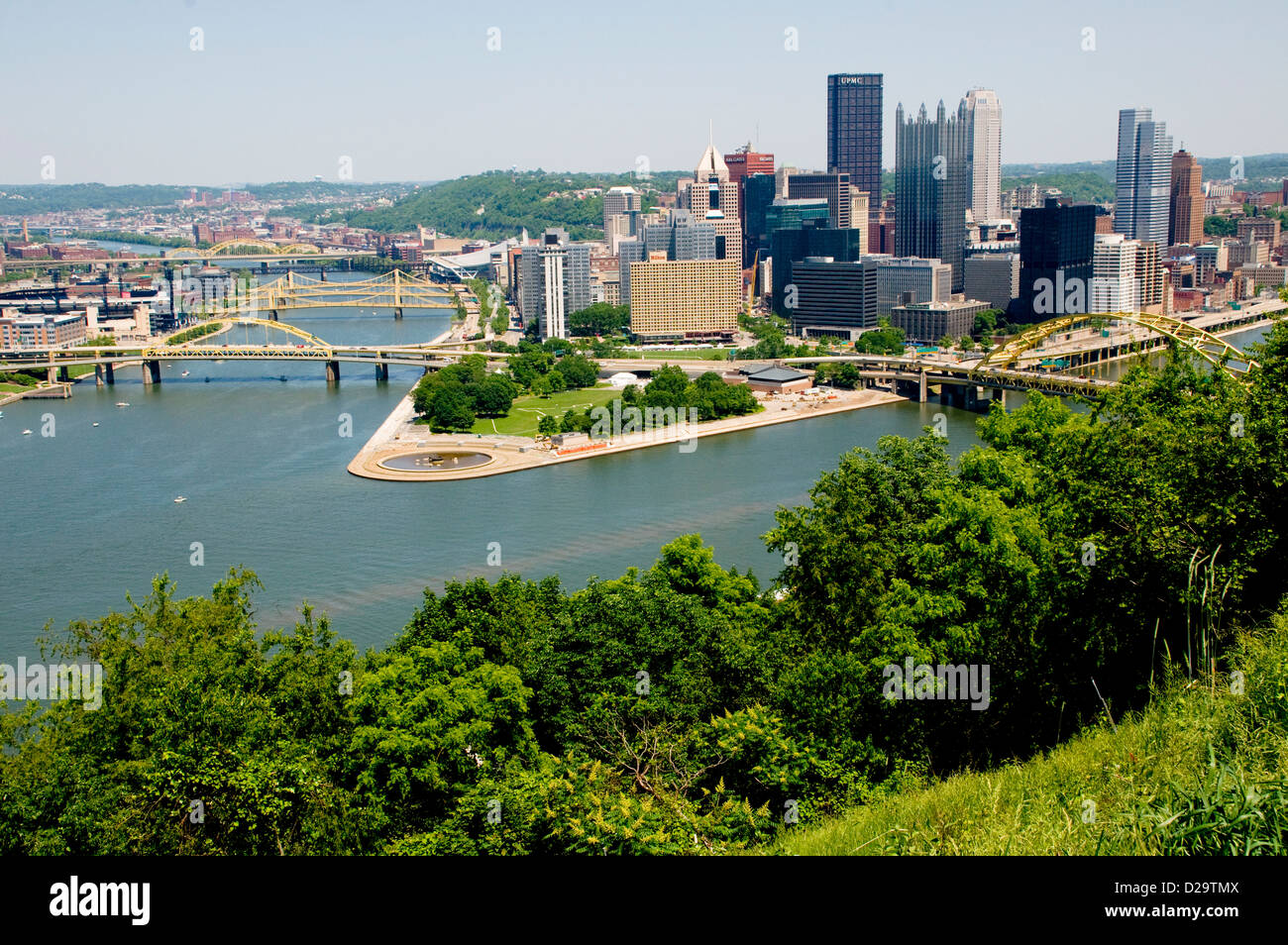 La rivière Alleghany, ponts, la rivière Monongahela, Washington, Pittsburgh, ligne d'Horizon, Le Point Banque D'Images