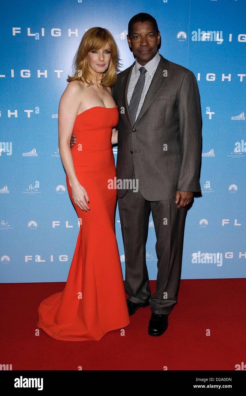 Cast assiste à l'envol - UK Création le 17/01/2013 à l'Empire Leicester Square, Londres. Les personnes sur la photo : Denzel Washington, Kelly Reilly. Photo par Julie Edwards Banque D'Images