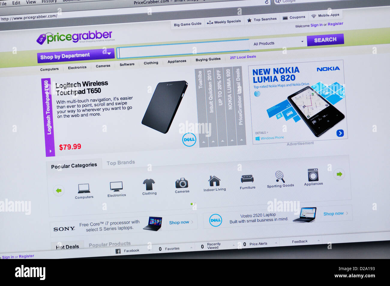 Pricegrabber achats de comparaison en ligne - site web Banque D'Images