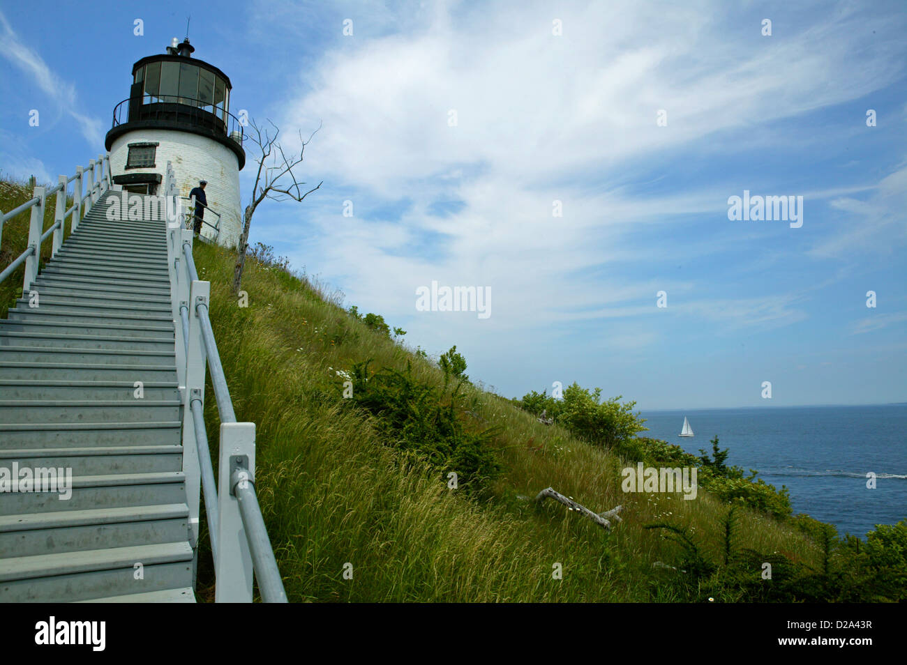 L'Owl's Head Light House près de Rockland, dans le Maine. Banque D'Images