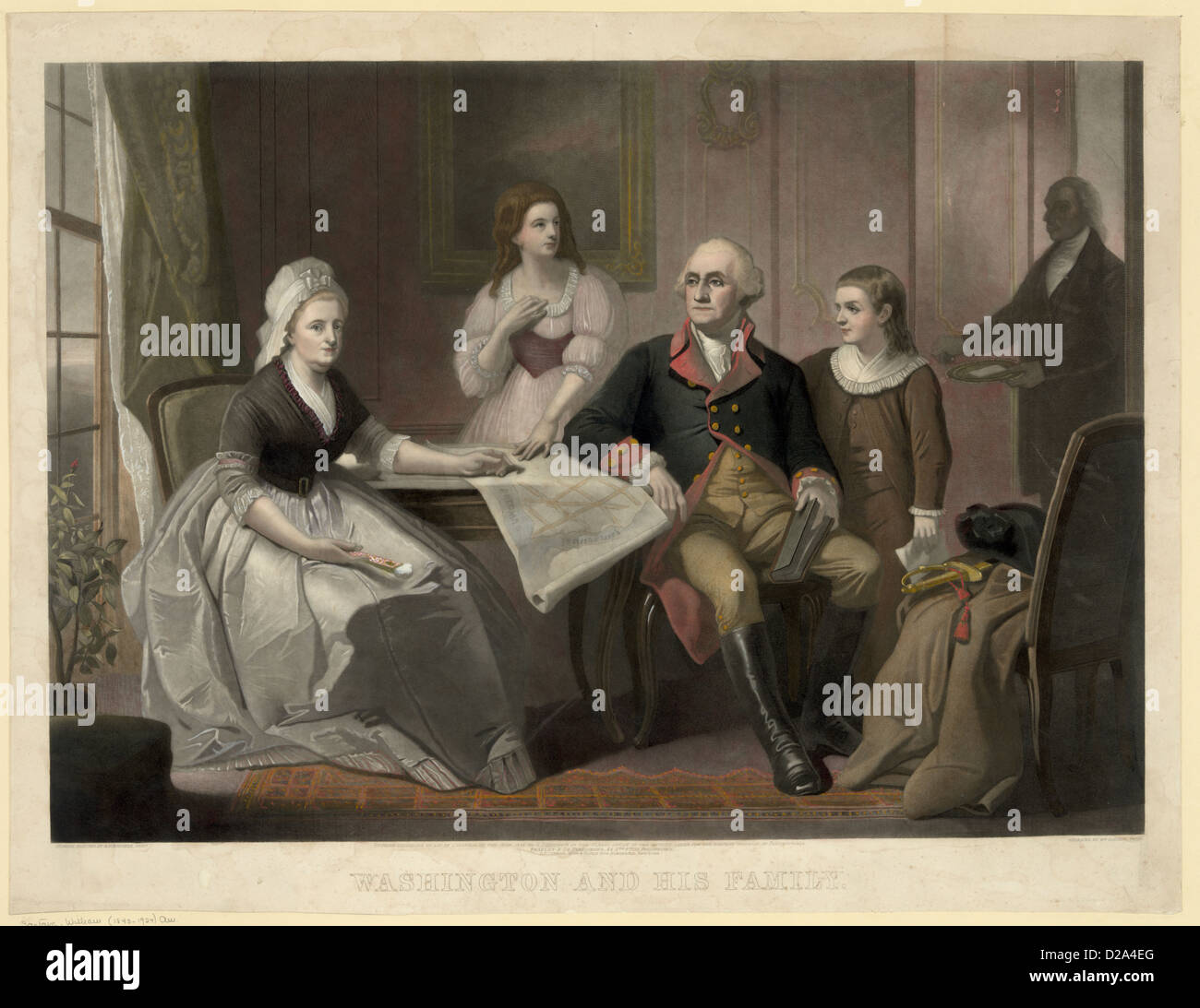 Washington et sa famille / Peinture originale par C. Schussele, Phila.  ; Gravé par Wm. Sartain, Phila. C1864 Banque D'Images
