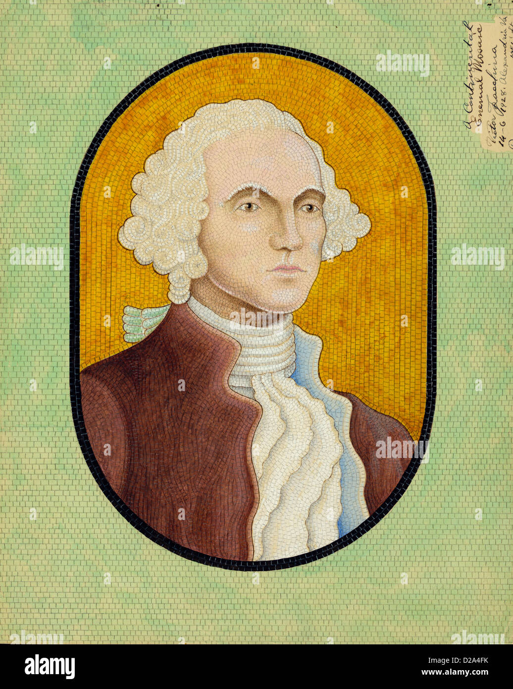 Portrait buste du président des États-Unis, George Washington comme un jeune homme est pour la conception de mosaïque en émaux de Alexandria, Virginie. Banque D'Images