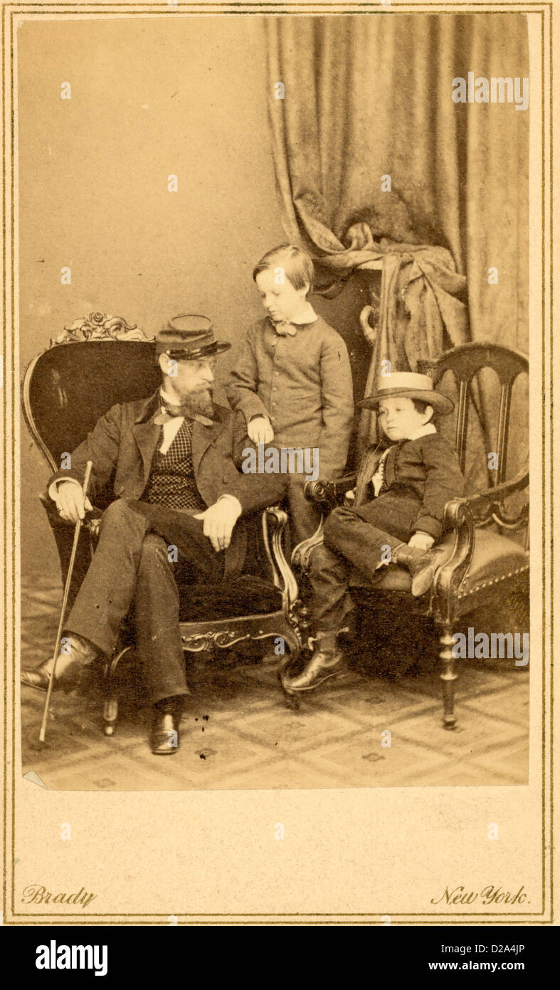 Willie Et Tad Lincoln, fils du président Abraham Lincoln, avec leur cousin Todd Lockwood Banque D'Images