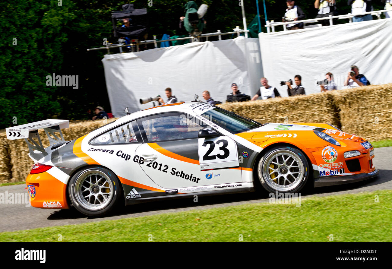 2012 Porsche 911 GT3 Cup endurance racer avec Daniel Lloyd au Goodwood Festival of Speed, Sussex, UK. Banque D'Images