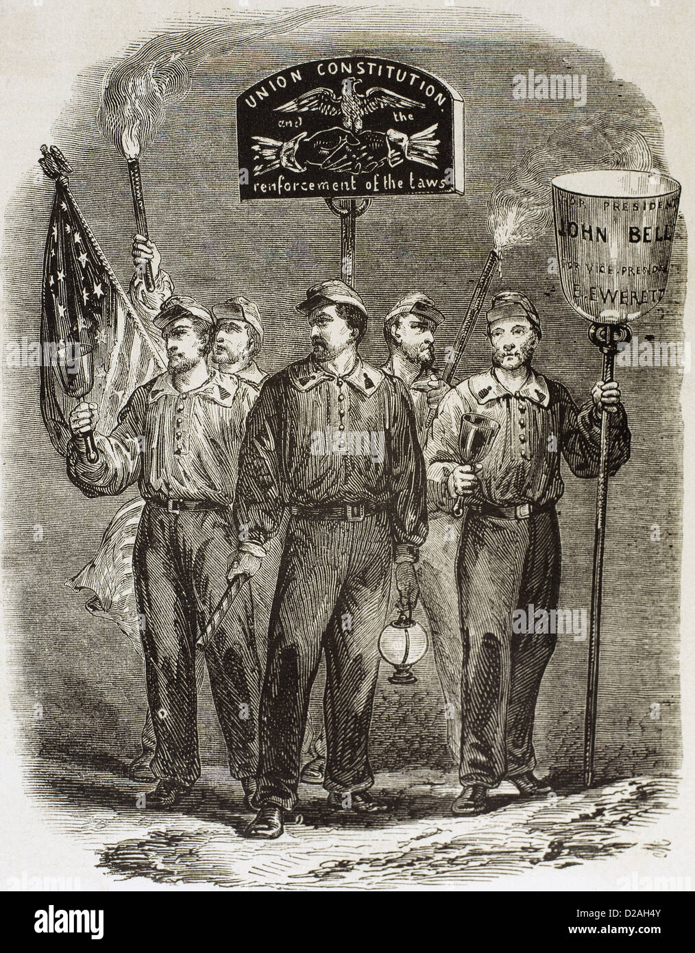 United States. Les partisans du parti de John Bell, candidat du Parti de l'Union Constitutionnelle. Banque D'Images