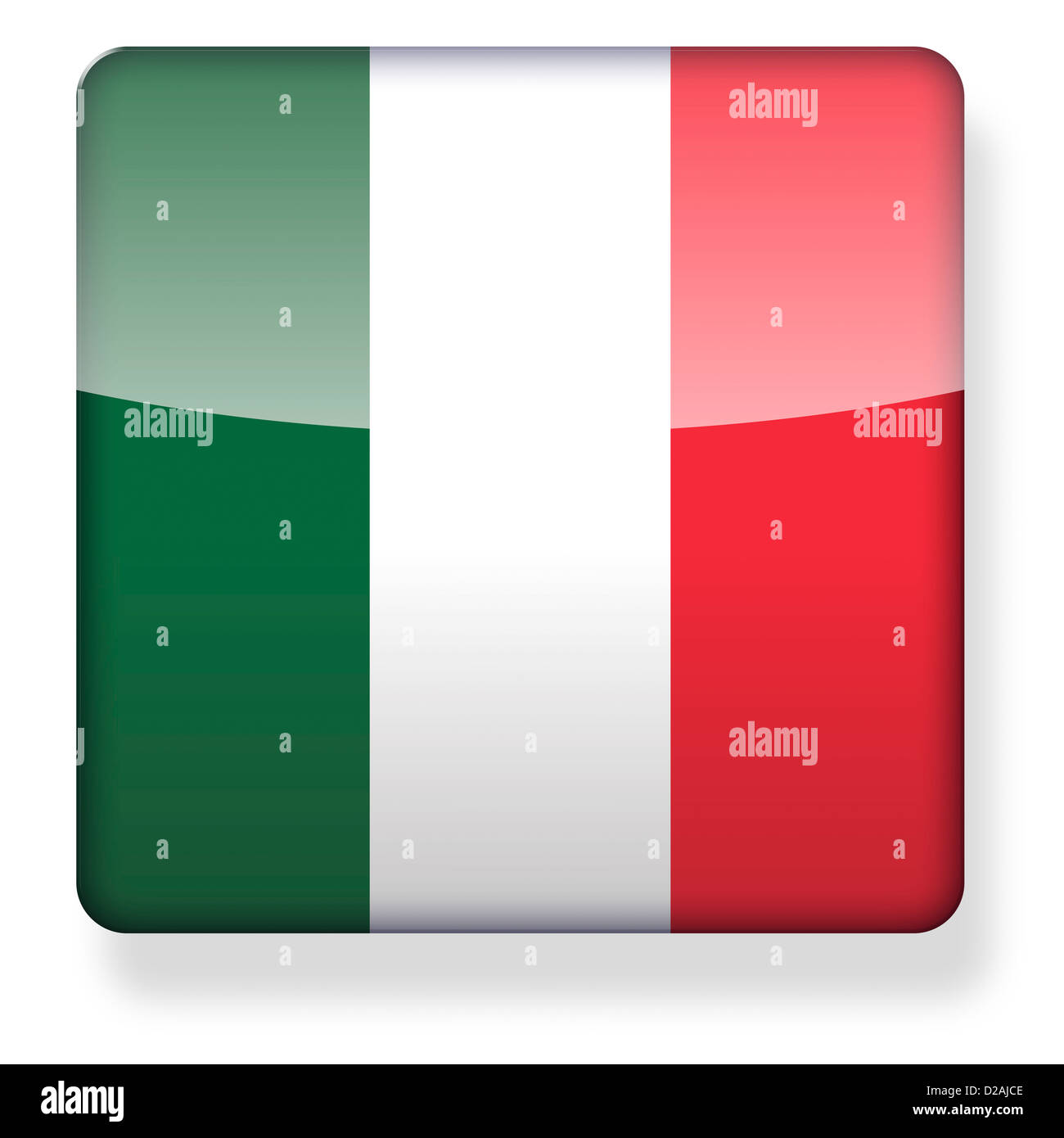 Italie drapeau comme une icône de l'application. Chemin de détourage inclus. Banque D'Images