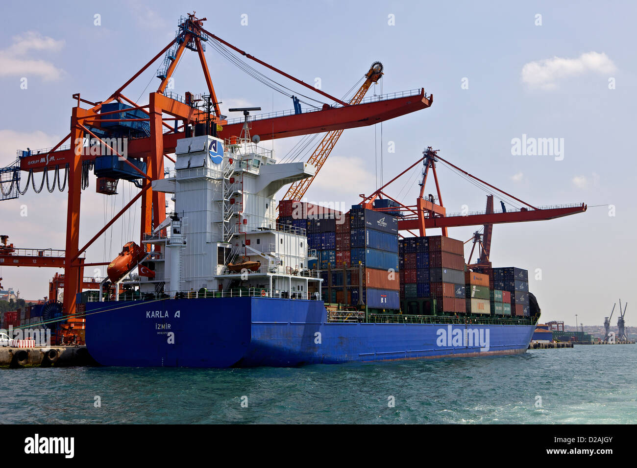 D'un cargo sur le Bosphore, Istanbul, Turquie, Europe, Eurasie. Banque D'Images