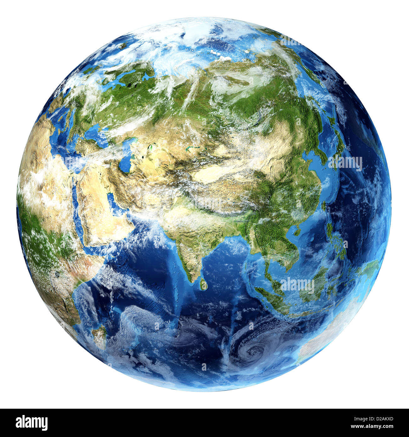 La planète terre avec quelques nuages. Vue de l'Asie. Banque D'Images