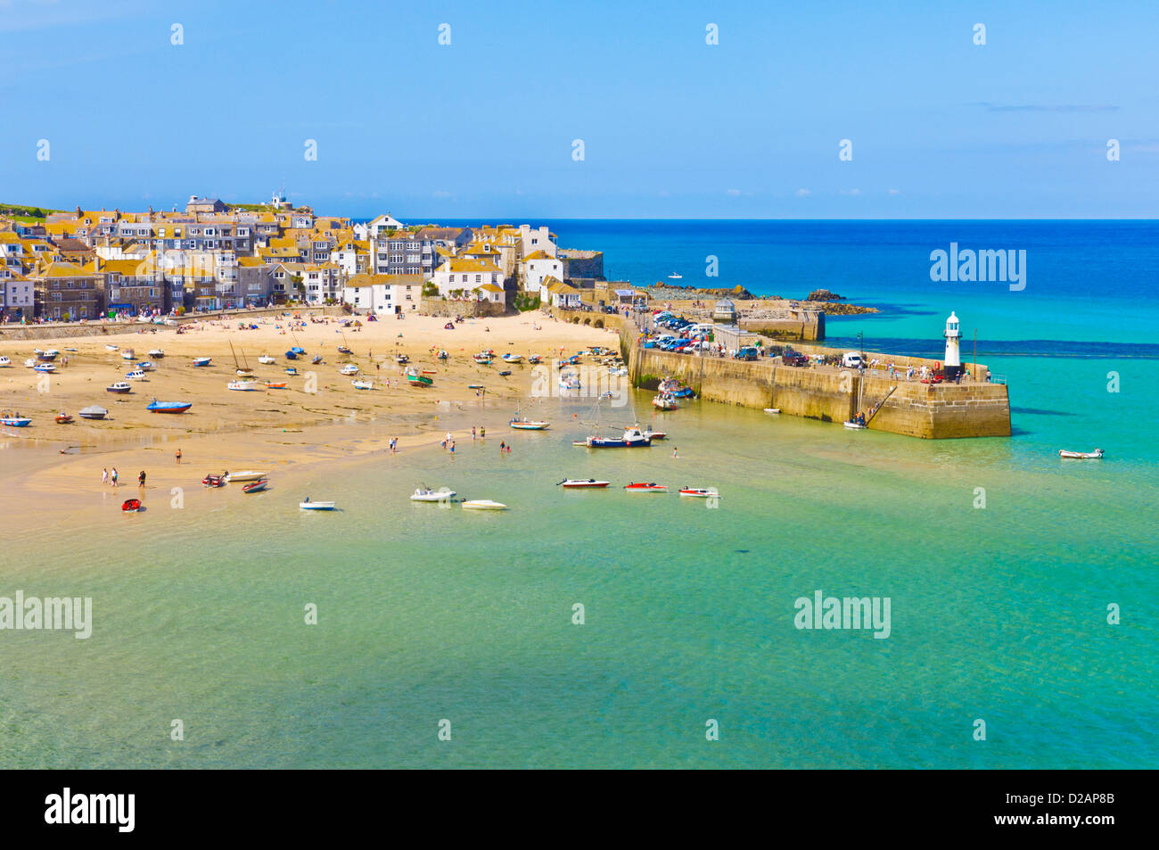 Le port de St Ives (Pedn Olva) et l'île ou tête de St Ives, Cornouailles du Nord, Angleterre, Royaume-Uni uk gb eu Europe Banque D'Images