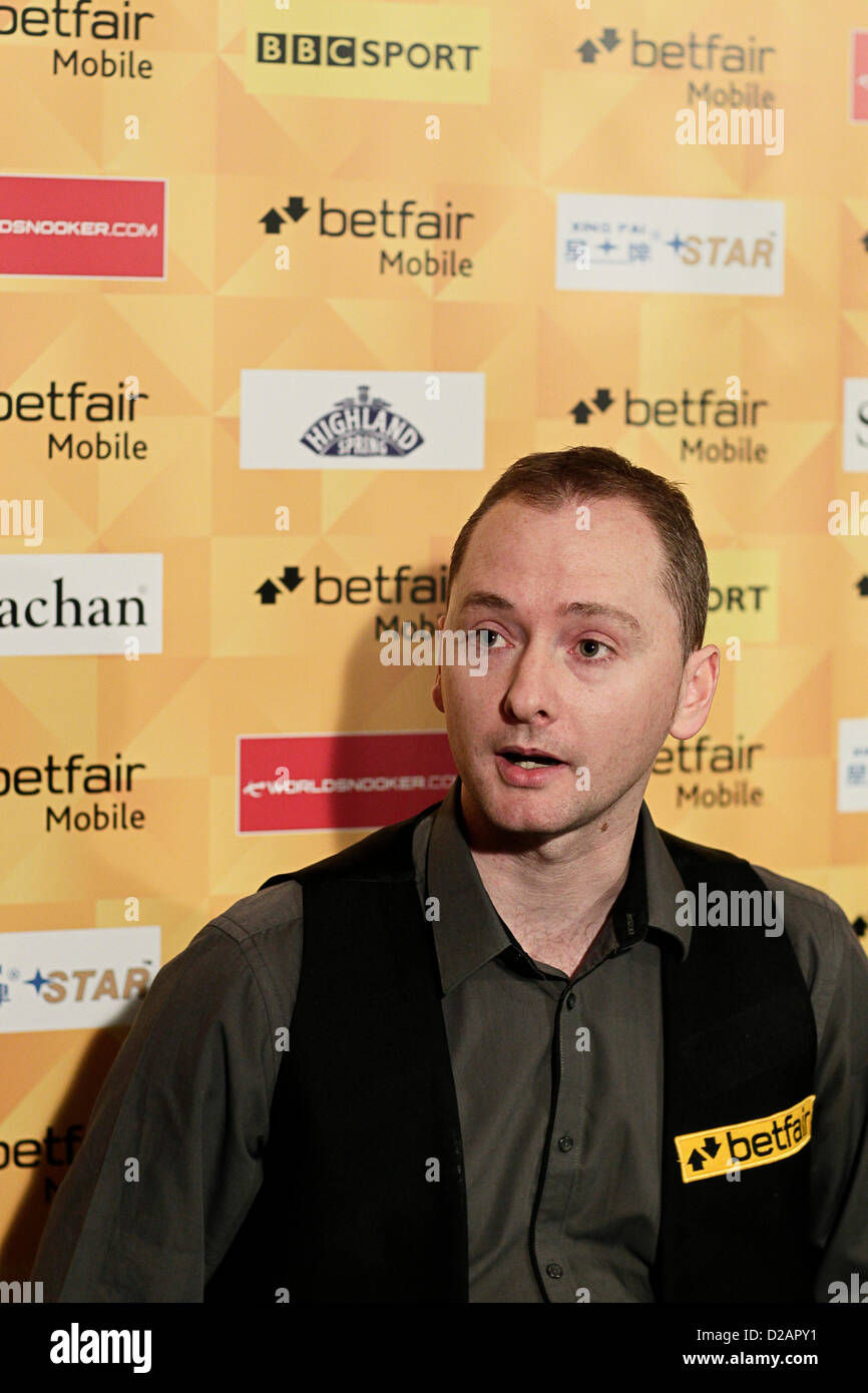 08.08.2011 Londres, Angleterre. Graeme Dott à l'interview après-match après son match contre Judd Trump pendant le Masters Snooker 1/4 de finale de l'Alexandra Palace. Banque D'Images