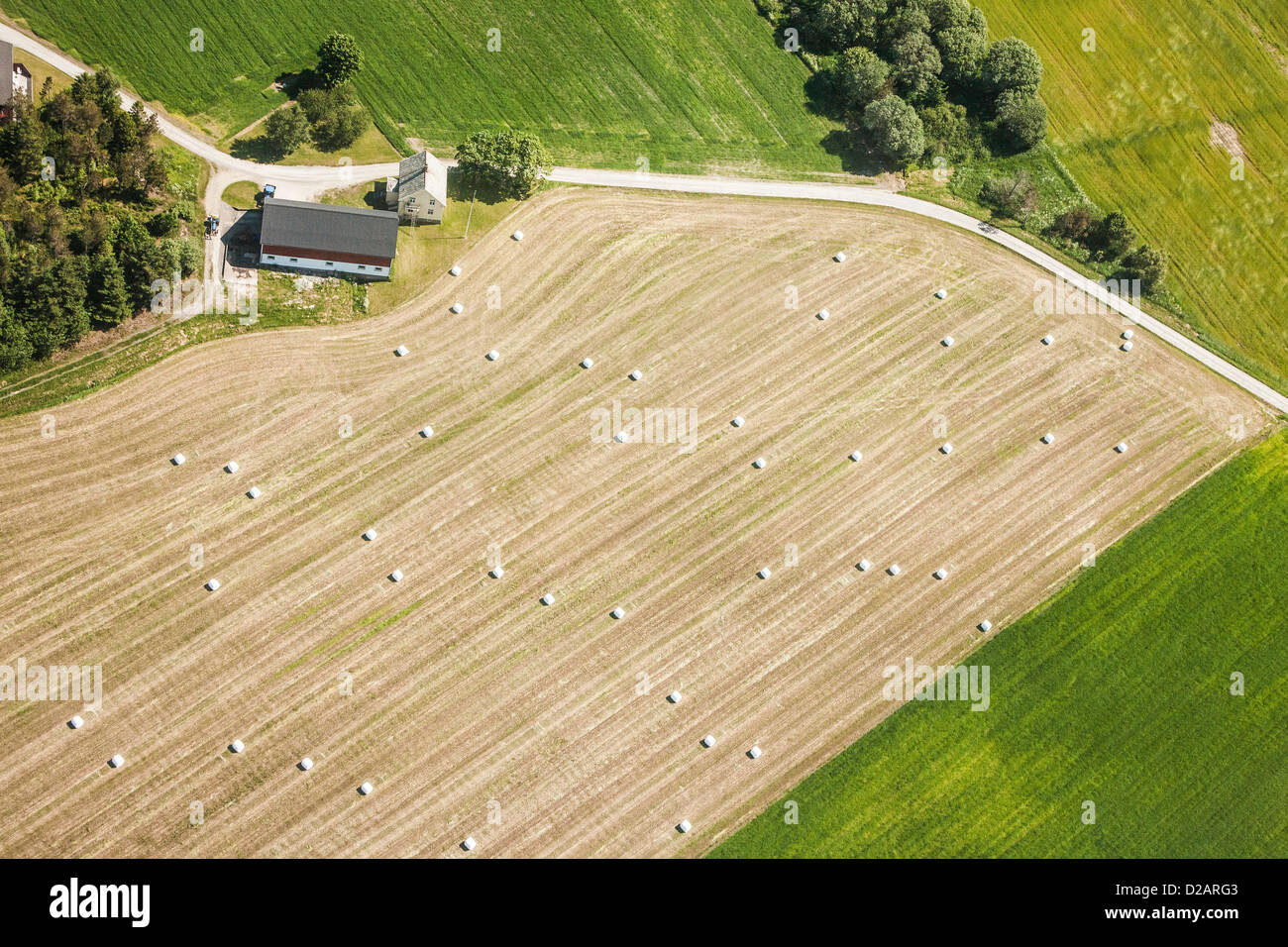 Vue aérienne de terres agricoles en milieu rural Banque D'Images