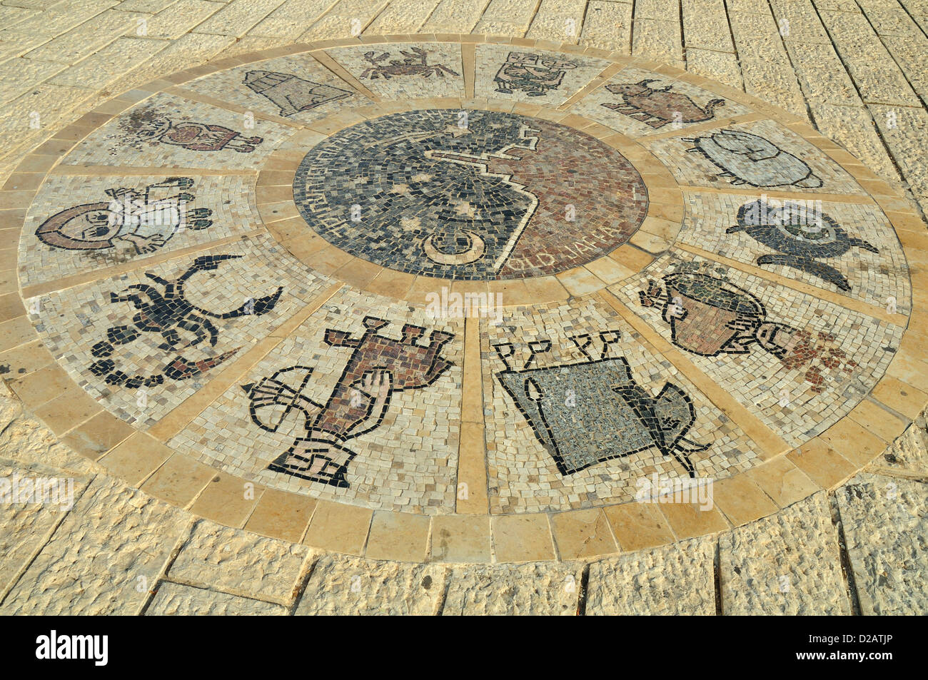 Signes du zodiaque cercle dans la vieille ville de Jaffa . Israël. Banque D'Images