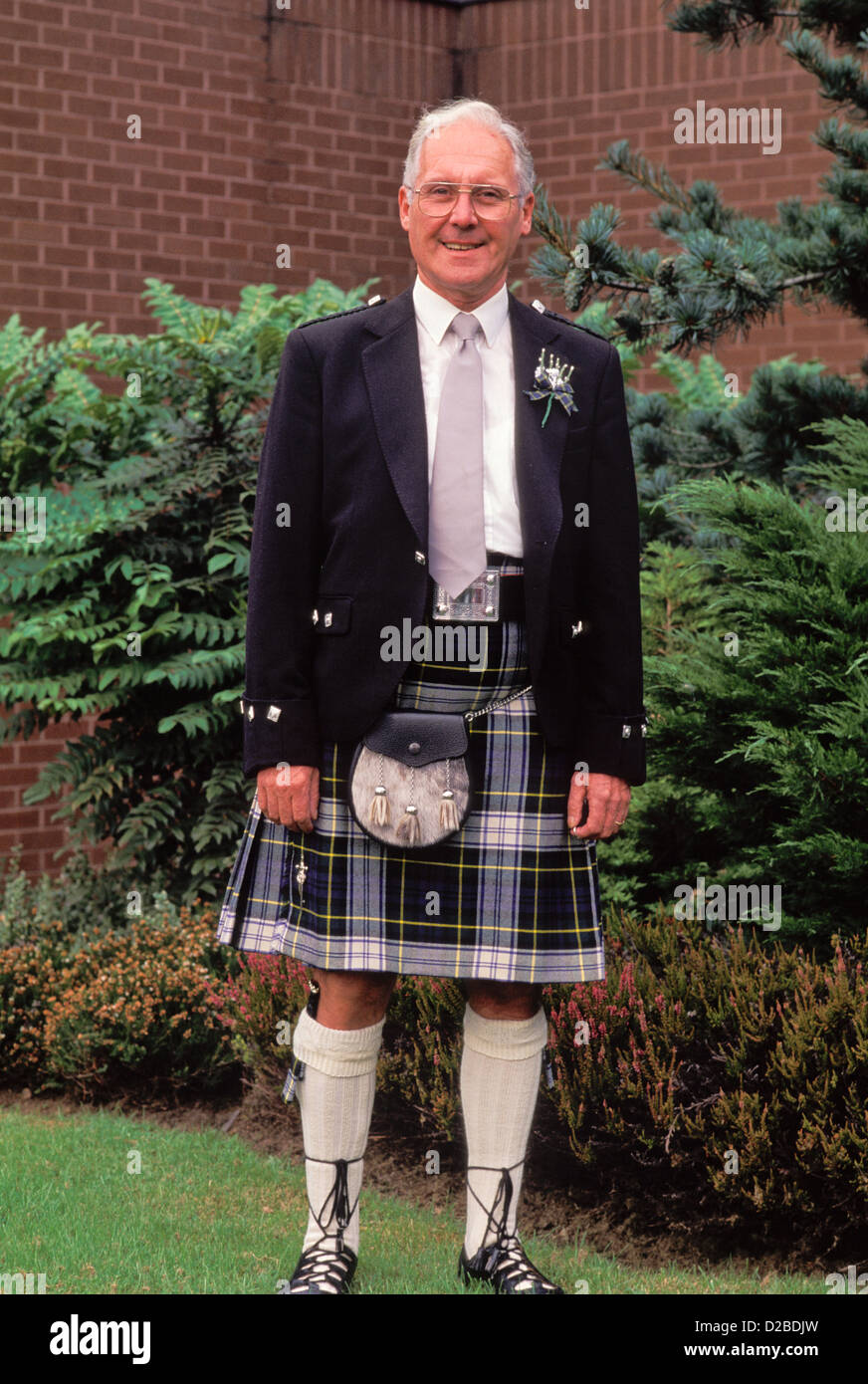 L'Écosse, Portrait d'un homme portant un kilt écossais Banque D'Images