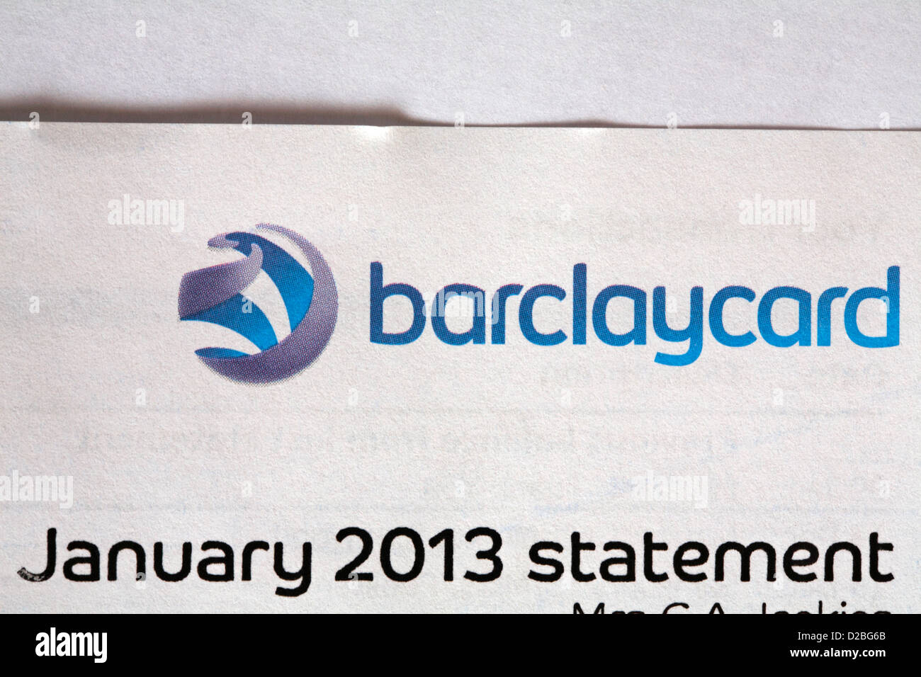 Les dépenses après Noël Barclaycard Janvier 2013 déclaration arrive Banque D'Images
